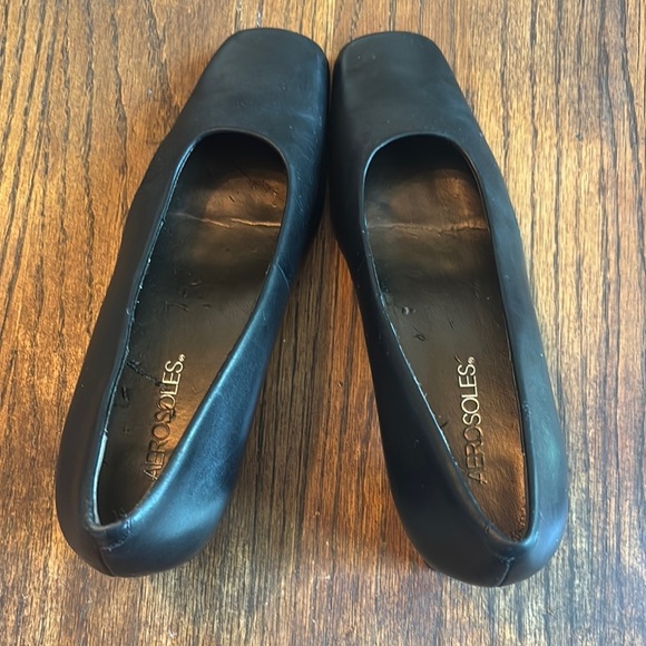 AEROSOLES Black Block Heel Pumps with Square Toe - Picture 5 of 7